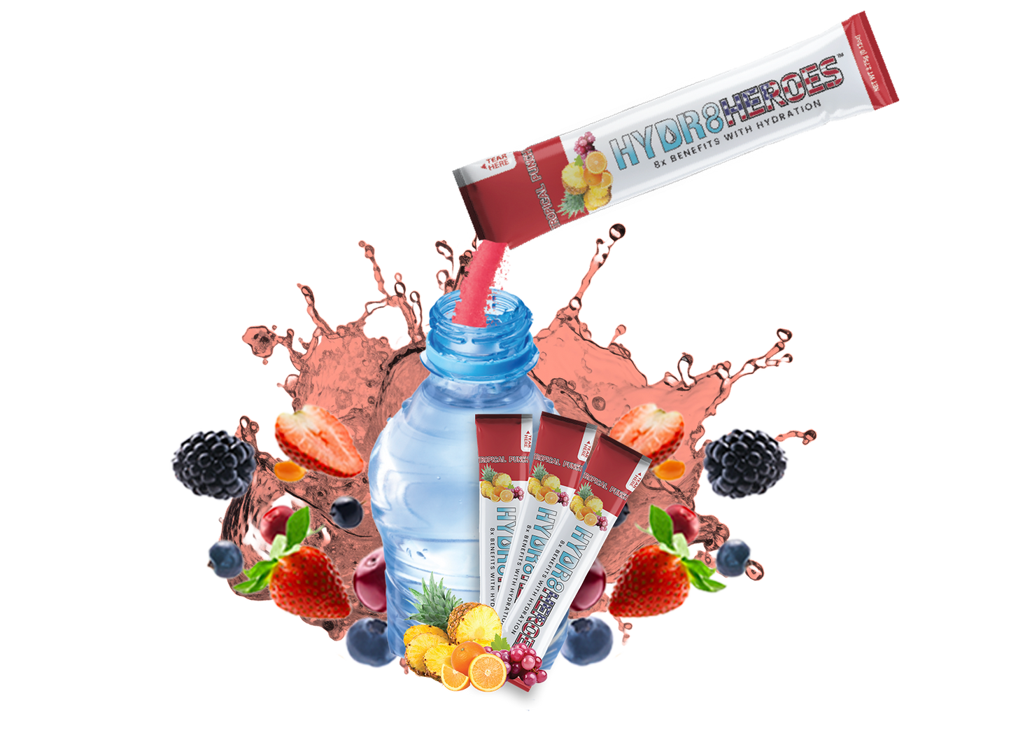 TROPICAL PUNCH STICK PACKS -30 Individual Hydration Powder Sticks